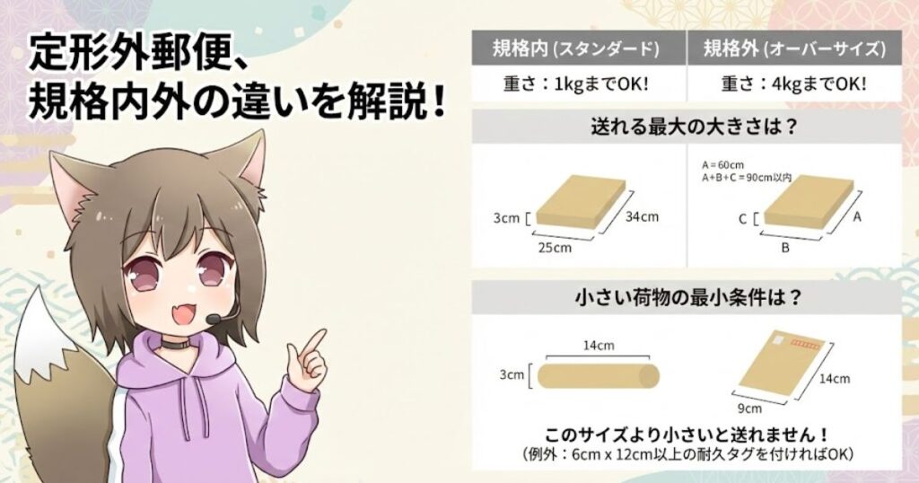 定形外郵便（規格内）の厚さは3cm以内