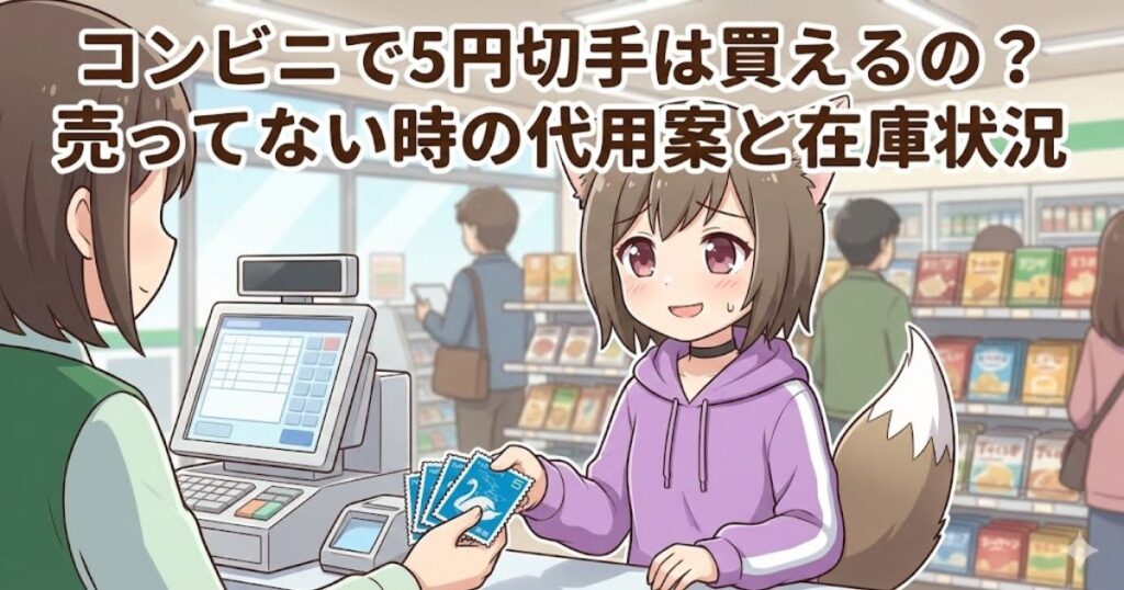 コンビニで切手を購入している女性