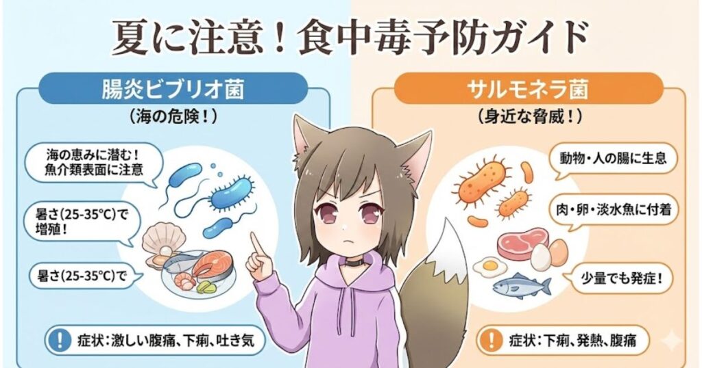 サルモネラ菌について解説している女性