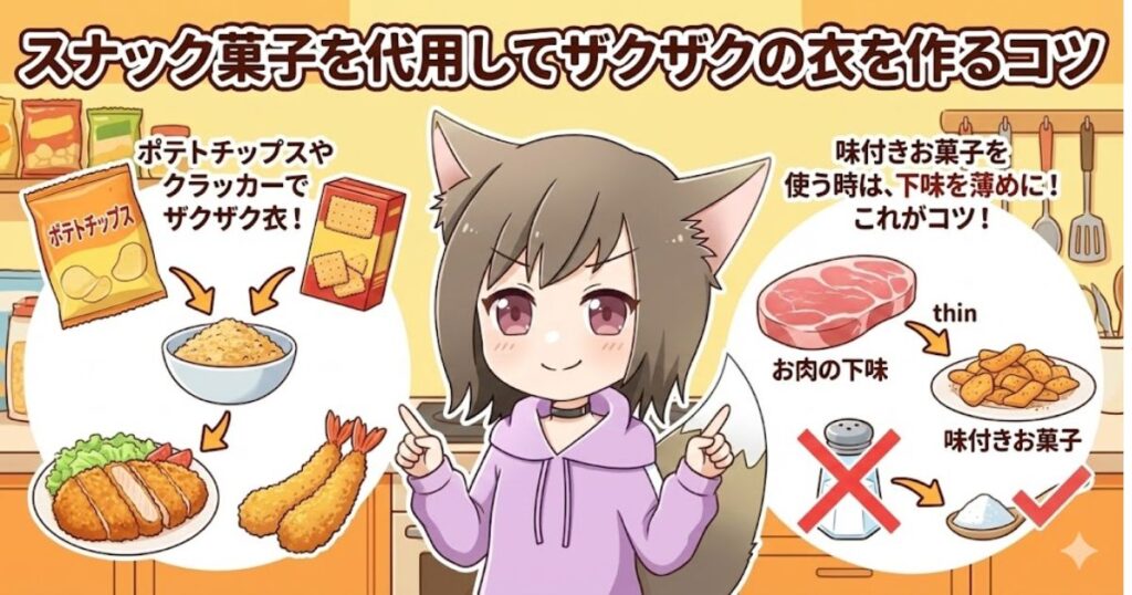 スナック菓子を代用してザクザクの衣を作るコツ