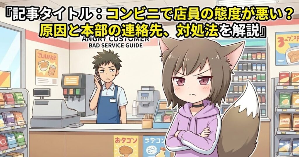 コンビニ店員の態度に怒っている女性