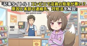 コンビニ店員の態度に怒っている女性