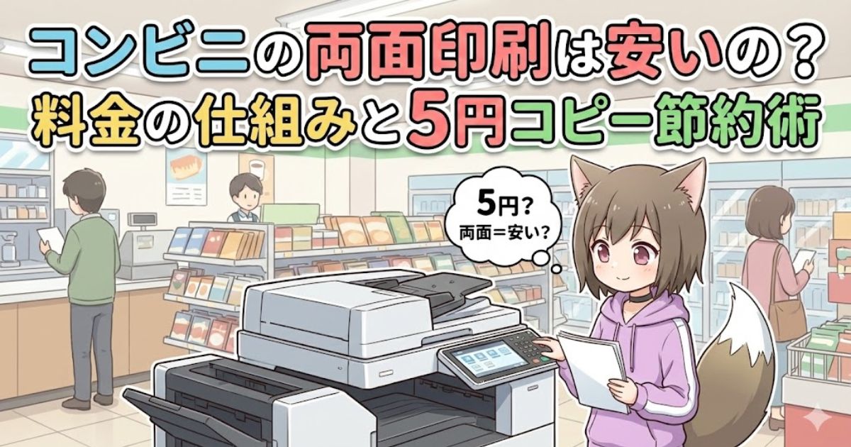 コンビニで両面印刷をしている女性