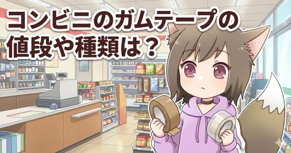 コンビニでガムテープを購入しようとしている女性