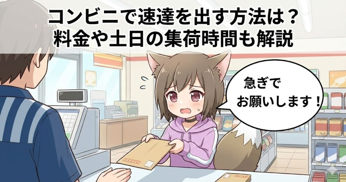 コンビニで郵便を出している女性