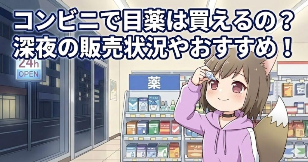 コンビニで目薬を使っている女性