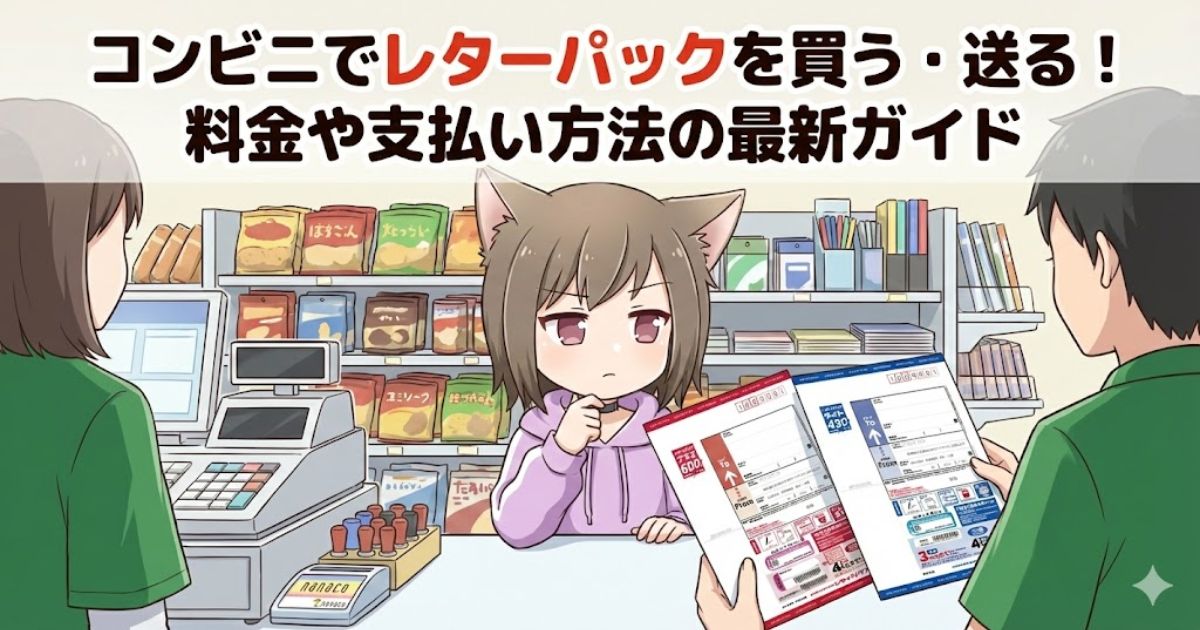 コンビニでレターパックを購入している女性