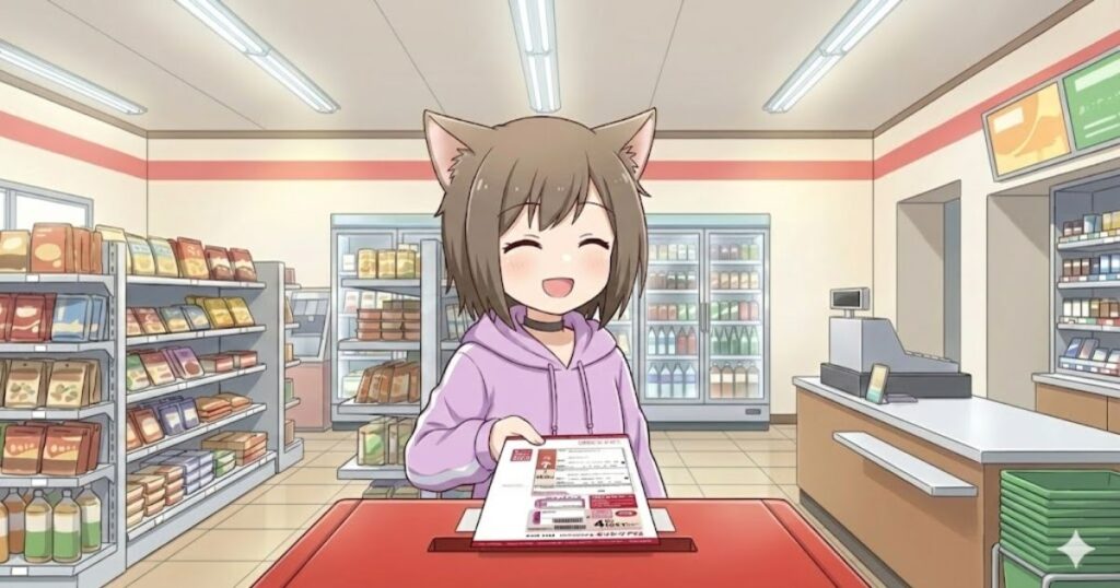 コンビニでレターパックを投函している女性