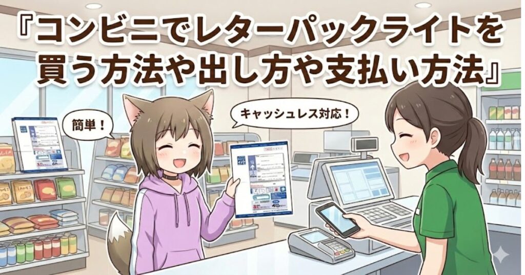 コンビニでレターパックライトを買っている女性