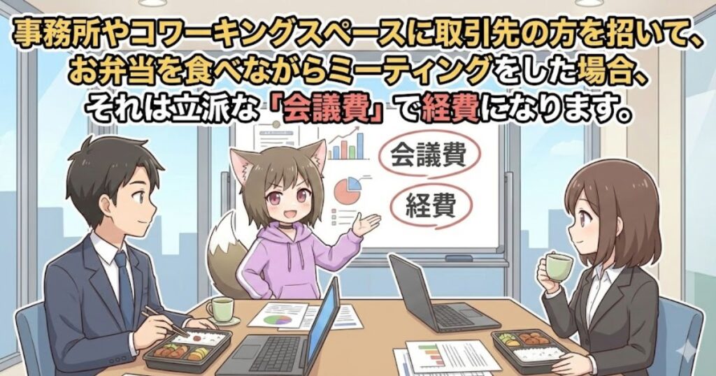 仕事でお弁当を食べながらミーティング