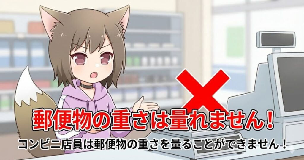 コンビニ店員は郵便物の重さを量ることができません