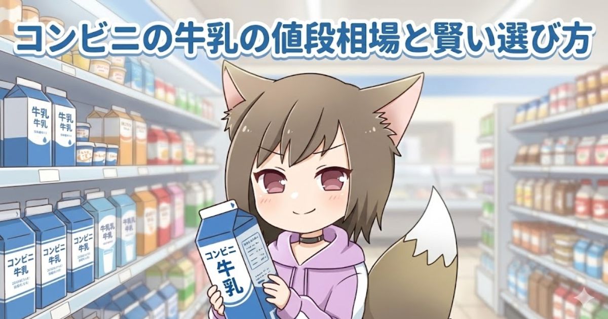 コンビニの牛乳を持っている女性