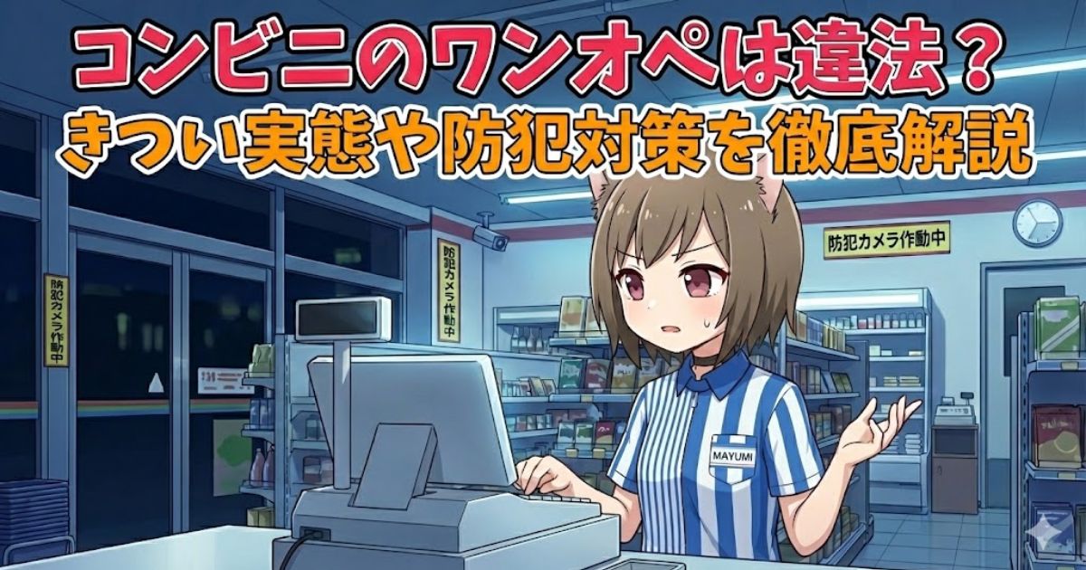 コンビニでレジ打ちをしている女性