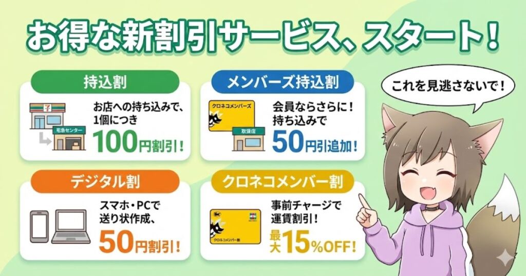 ファミマに荷物1個につき100円の「持込割引」