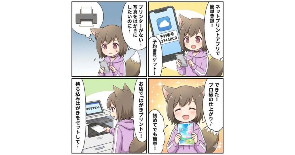 ネットプリントアプリと連携したはがき作成の手順（セブンイレブン）