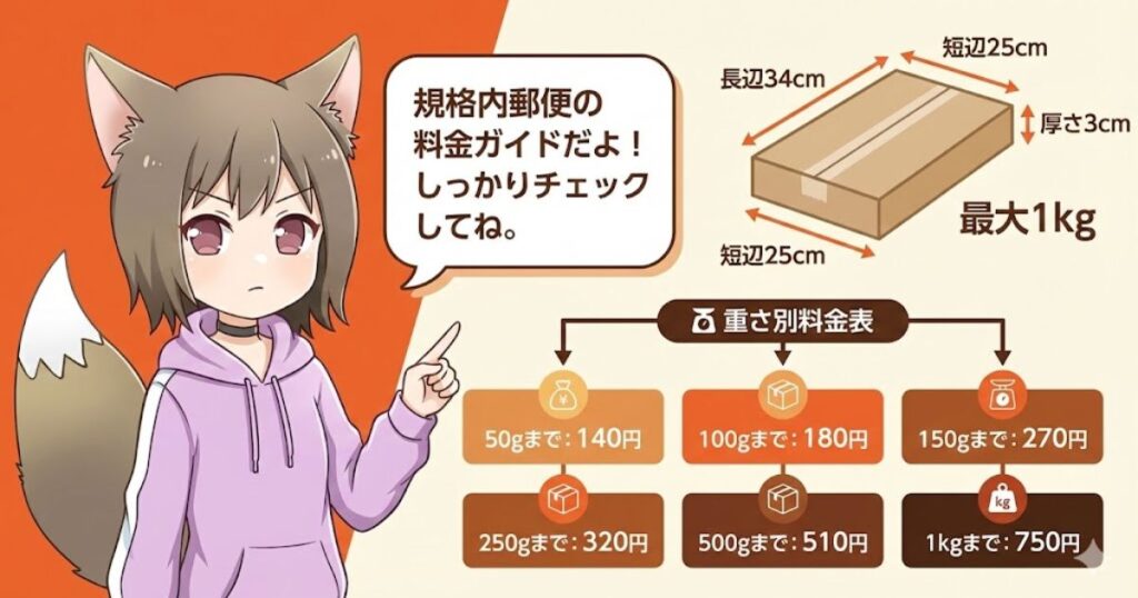 定形外郵便（規格内）の料金