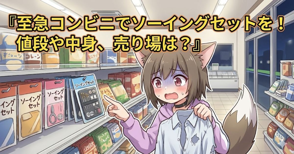 コンビニでソーイングセットを買っている女性