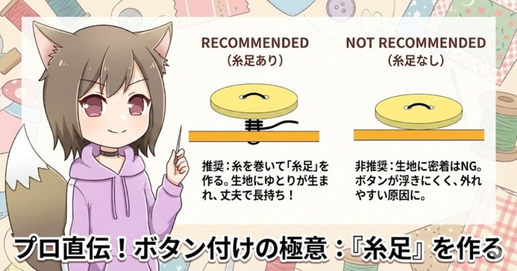 ボタンの「根巻き」手順