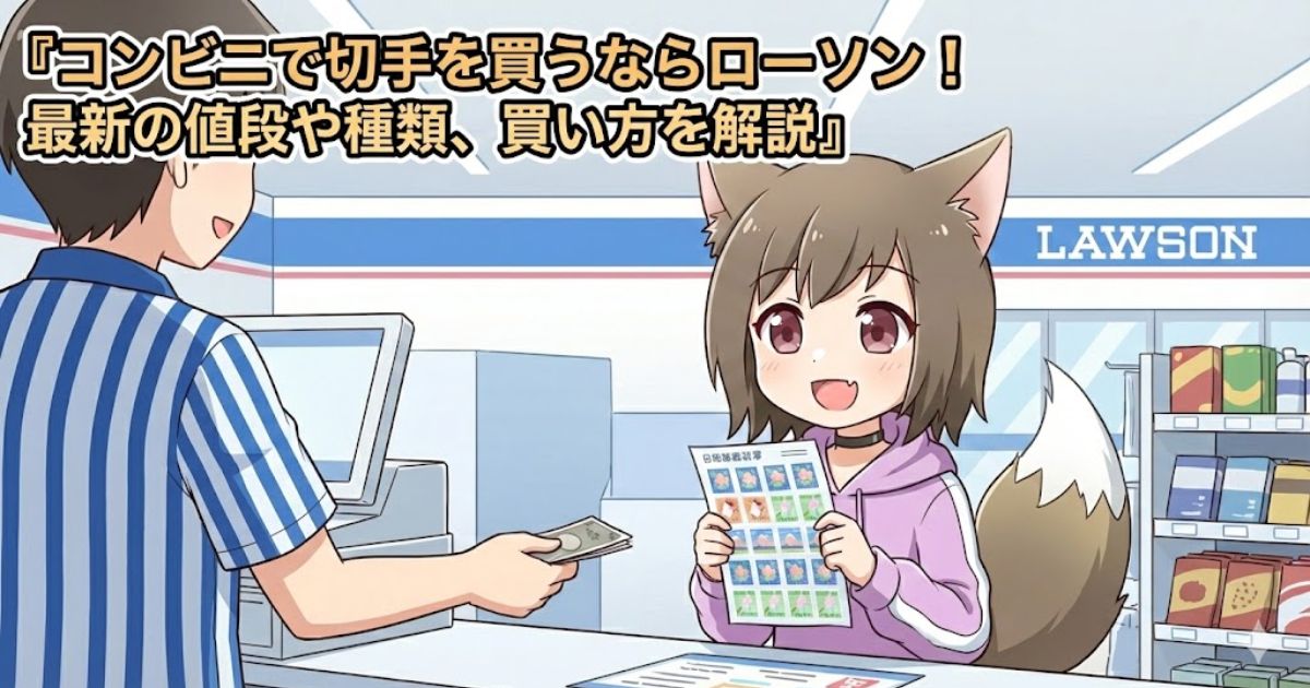 ローソンで切手を購入している女性