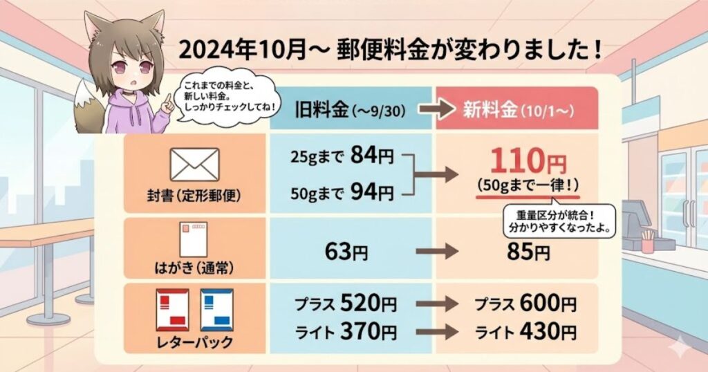 料金改定で変わった封書の料金と50g以内の新基準