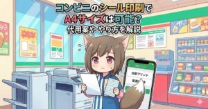 A4のシールシートを持っている女性