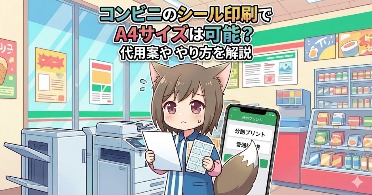 A4のシールシートを持っている女性