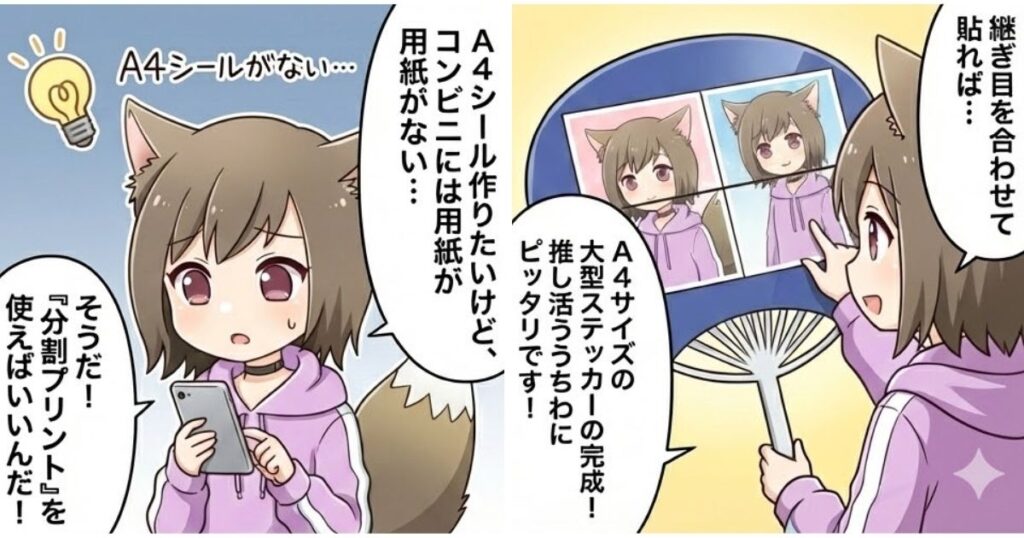 2L判の分割プリントで大型シールを作る手順