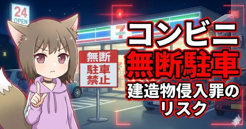 コンビニの駐車場に車が停まっている