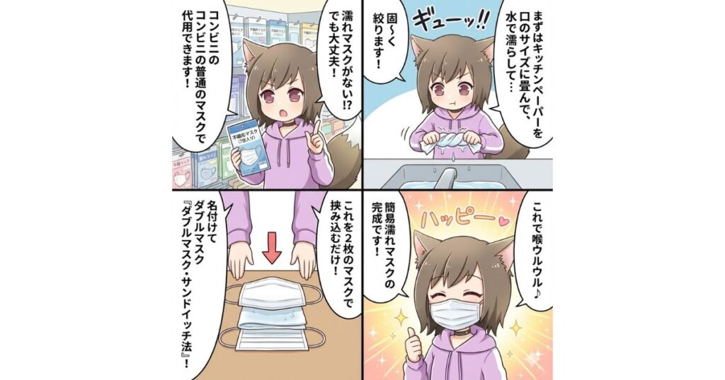 コンビニの不織布マスクを使った濡れマスクの作り方