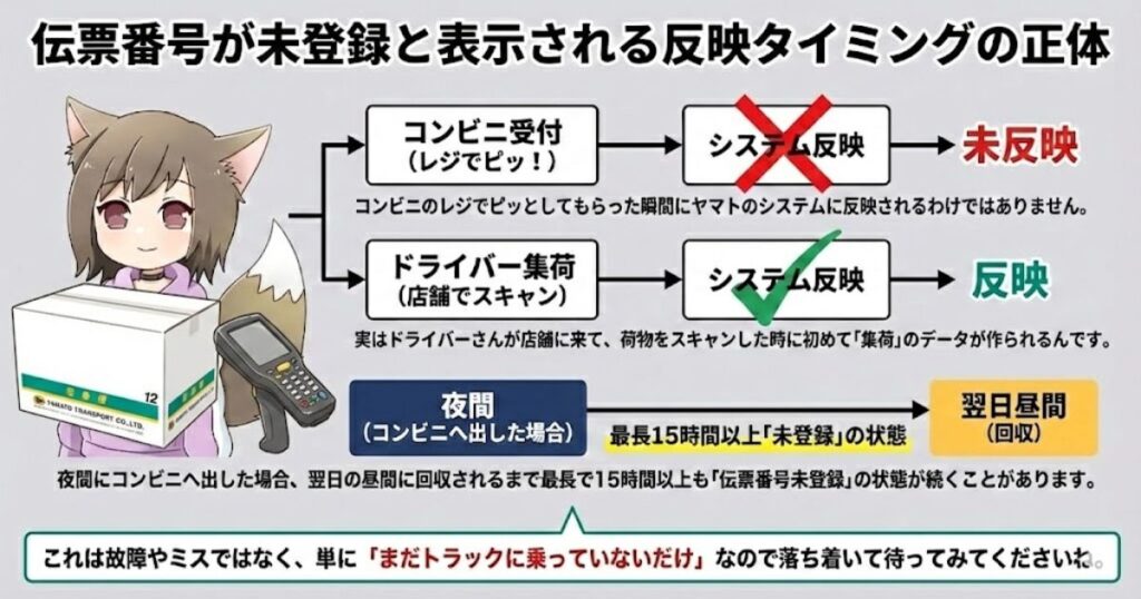 伝票番号が未登録と表示される反映タイミングの正体