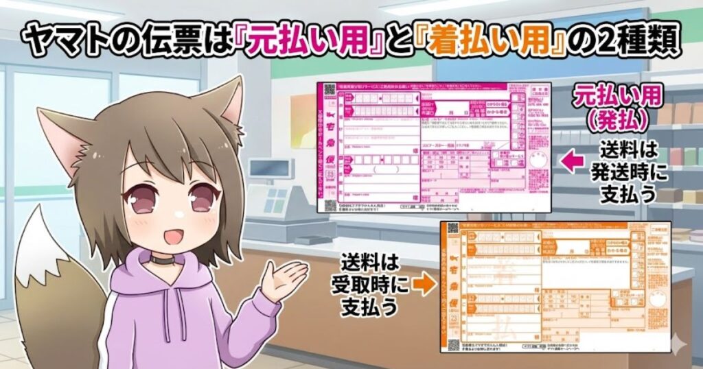 「元払い用」と「着払い用」の伝票