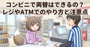 コンビニのレジで店員に両替を断られて困っている女の子のアイキャッチ画像