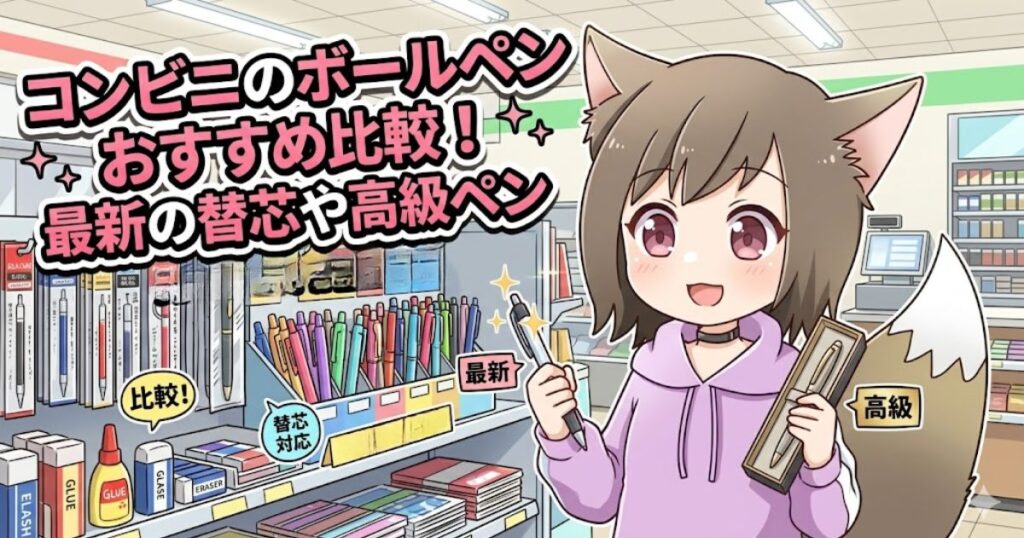 コンビニのボールペンおすすめ比較！最新の替芯や高級ペンを紹介するアイキャッチ画像