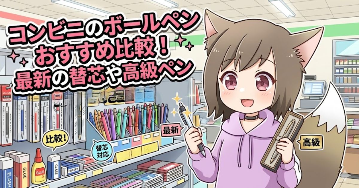 コンビニのボールペンおすすめ比較！最新の替芯や高級ペンを紹介するアイキャッチ画像