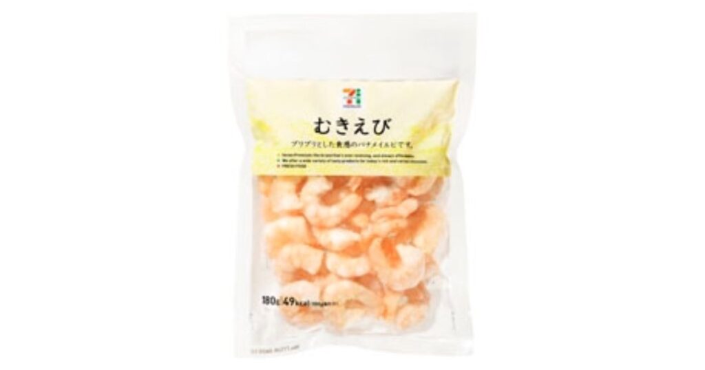 そのまま釣り餌として使える、セブンプレミアムの冷凍「むきえび」のパッケージ