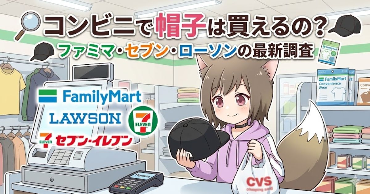 コンビニで帽子は買えるの？ファミマ・セブン・ローソンの最新調査（アイキャッチ画像）