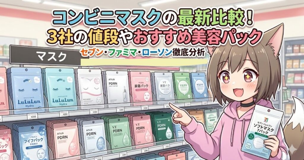 コンビニマスクの最新比較とおすすめ美容パックを紹介するアイキャッチ画像