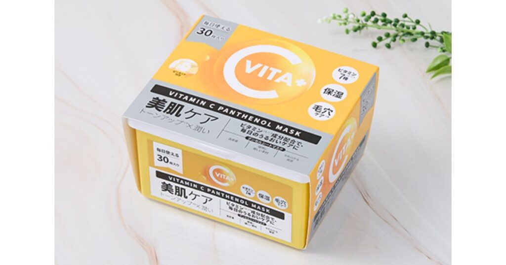 30枚入りの大容量「VITA+ 美肌ケア ビタミンCパンテノールマスク」