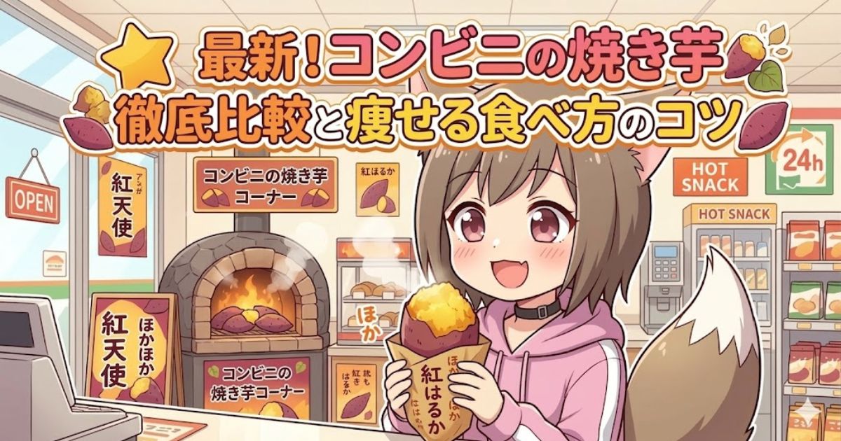コンビニの焼き芋徹底比較と痩せる食べ方のコツを解説するアイキャッチ画像