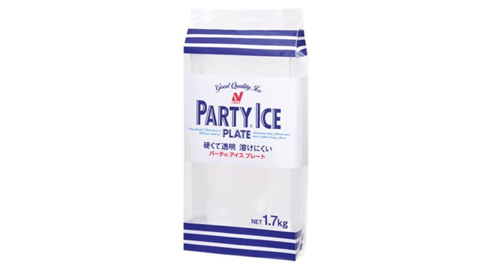ローソンなどで購入できるニチレイのパーティアイスプレート（板氷1.7kg）のパッケージ