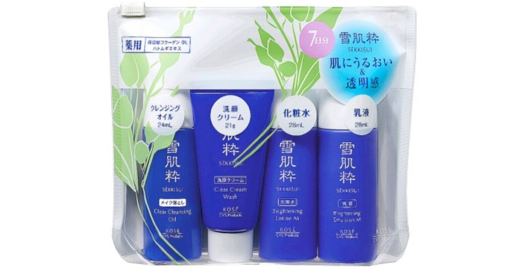 セブンイレブンで販売されているコーセー「雪肌粋(せっきすい)」のスキンケアセットのパッケージ