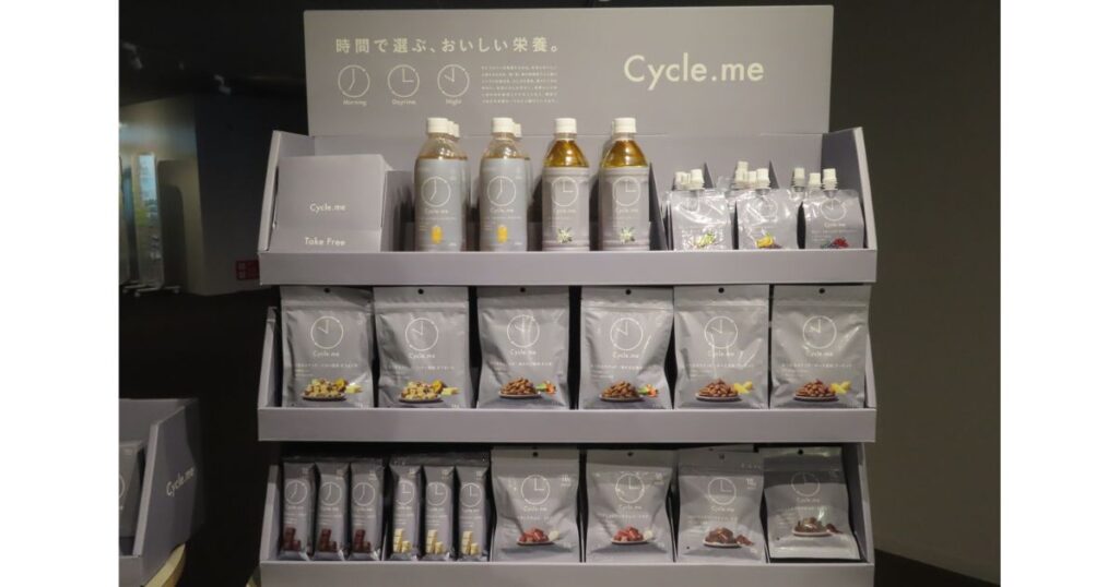 セブンイレブンのCycle.me（サイクルミー）商品の陳列棚の画像