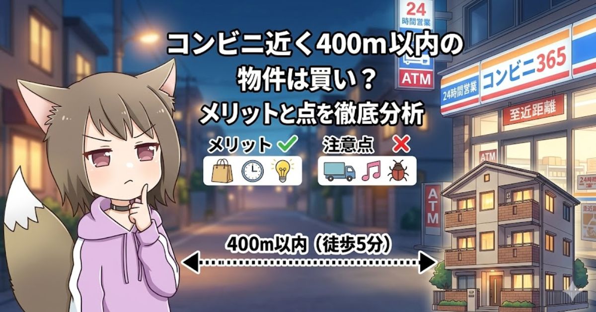 コンビニ近く400m以内の物件のメリットと注意点を徹底分析するアイキャッチ画像