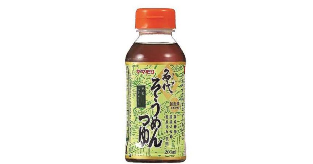 ヤマモリの名代そうめんつゆ200mlミニボトルの商品パッケージ画像