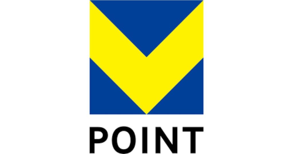 青と黄色の三角形を組み合わせたVポイントのロゴマークとPOINTの文字