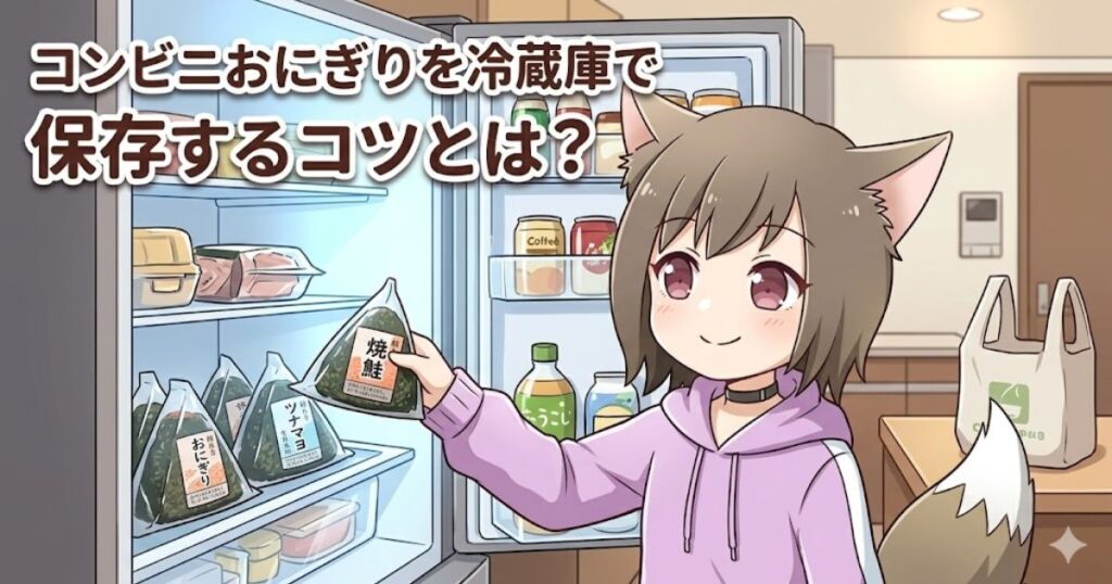 コンビニおにぎりを冷蔵庫で保存するコツを解説するアイキャッチ画像